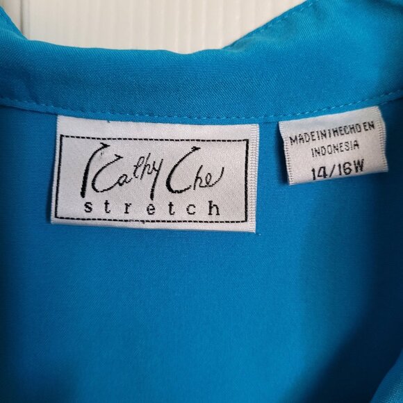 Women's Blouse Kathy Che Stretch Button Down Top14/16 W - Picture 3 of 7